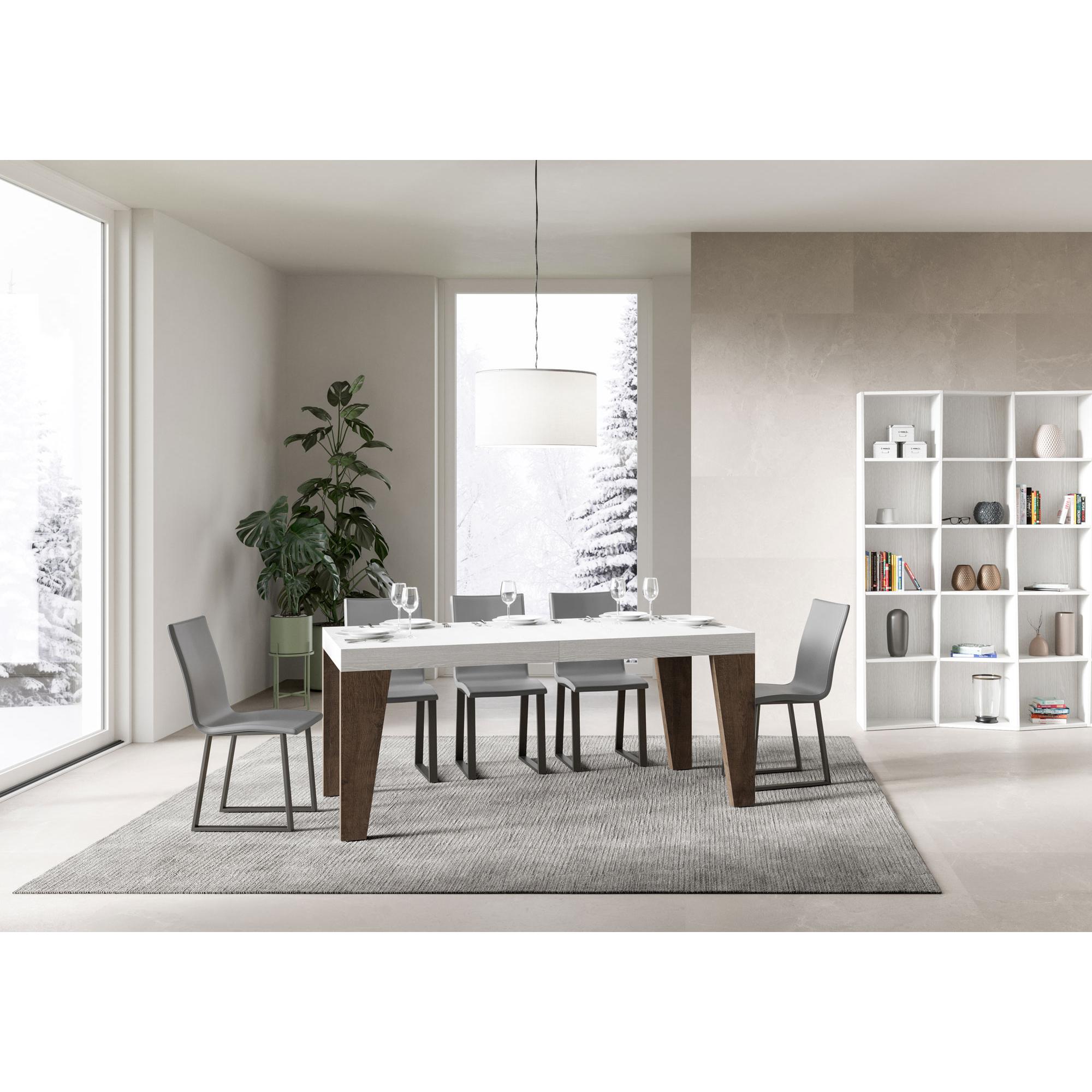 Table Naxy Mix Extensible dessus Frêne Blanc structure Noyer 90x180 Allongée 440