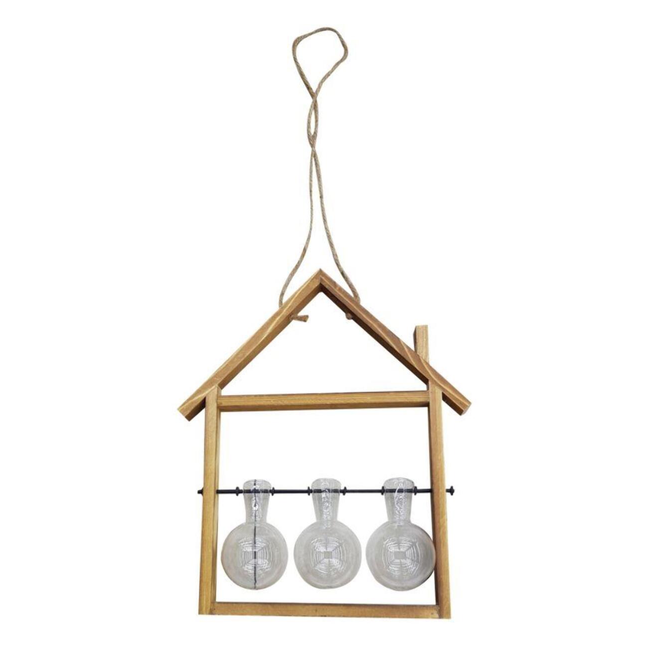 Portafiori in lengo con vetro da 3 posti cm30x6,5h30