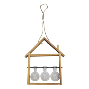 Portafiori in lengo con vetro da 3 posti cm30x6,5h30