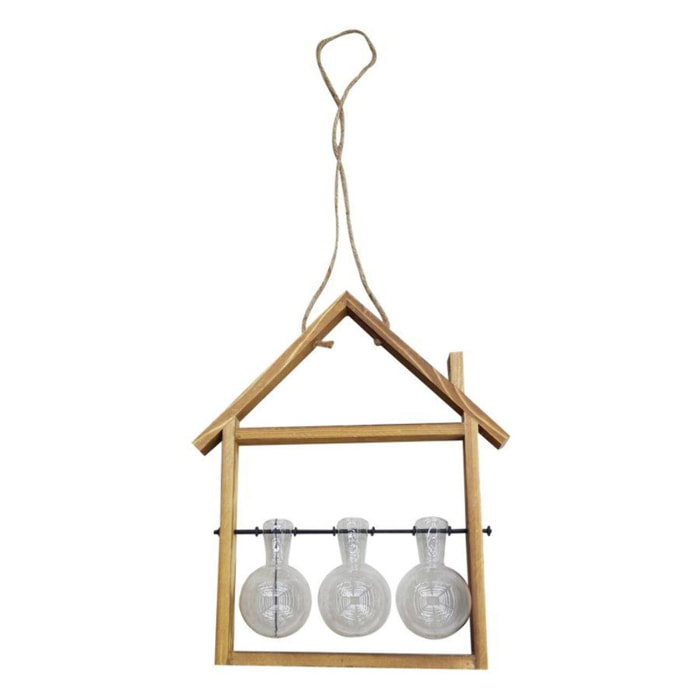 Portafiori in lengo con vetro da 3 posti cm30x6,5h30