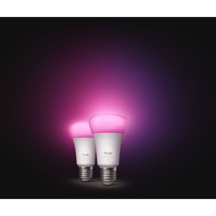 Ampoule LED connectée PHILIPS HUE E27 White&Color Ambiance pack de 2