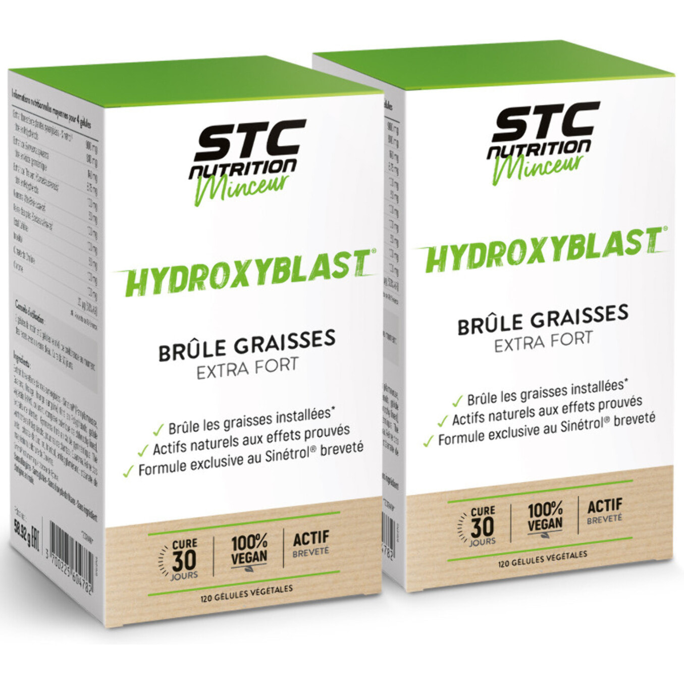 STC NUTRITION - Hydroxyblast - Complément alimentaire brûle-graisse extra fort et coupe-faim - Perte de poids - Ingrédients d'origine naturelle - Actif breveté Sinetrol - 100% vegan - Lot de 2