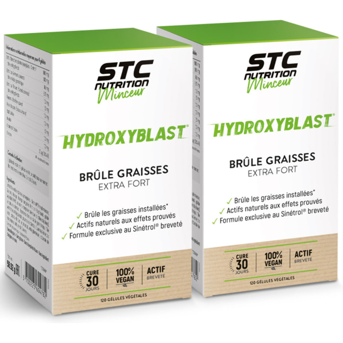 STC NUTRITION - Hydroxyblast - Complément alimentaire brûle-graisse extra fort et coupe-faim - Perte de poids - Ingrédients d'origine naturelle - Actif breveté Sinetrol - 100% vegan - Lot de 2