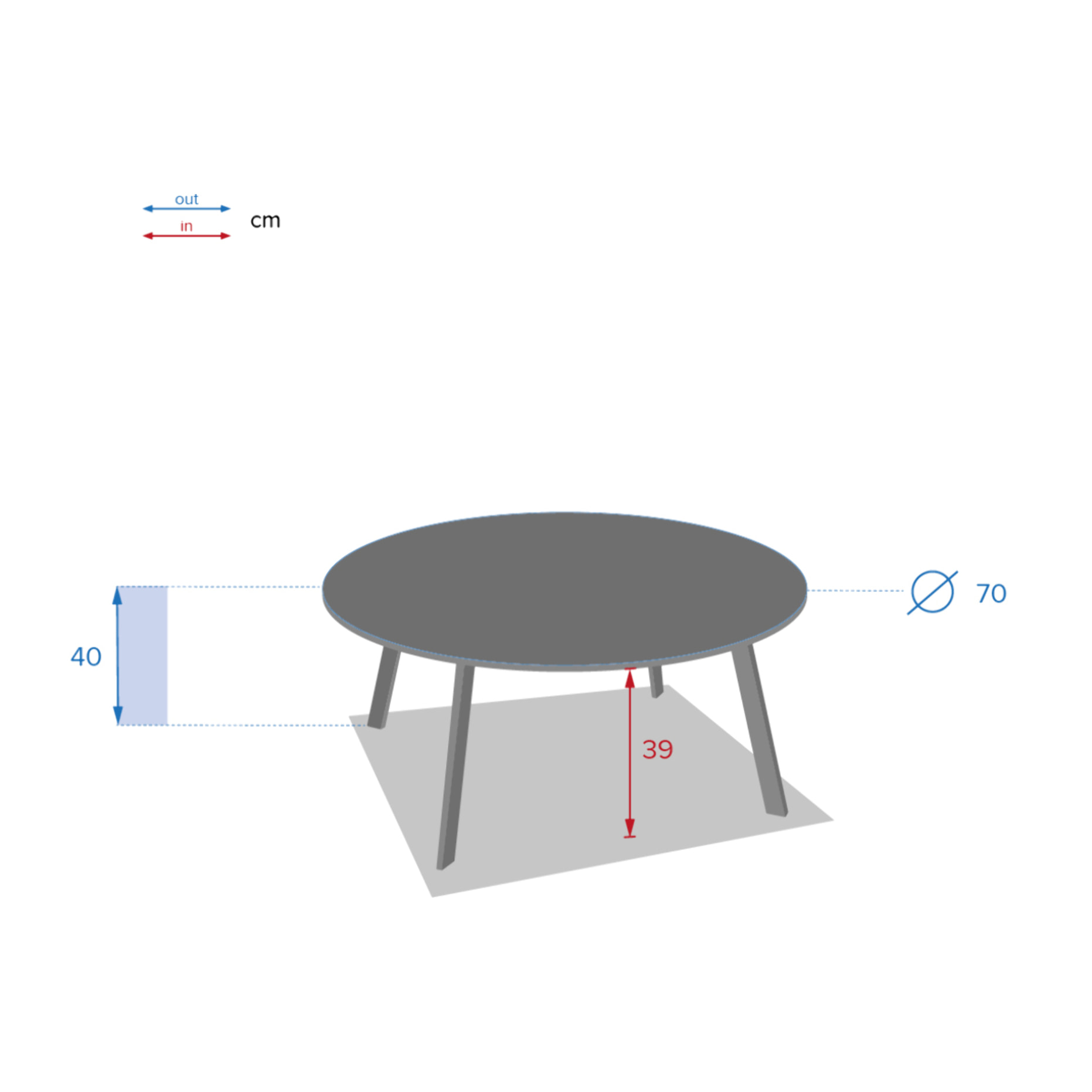 Table d'appoint Saona D70cm en acier époxy