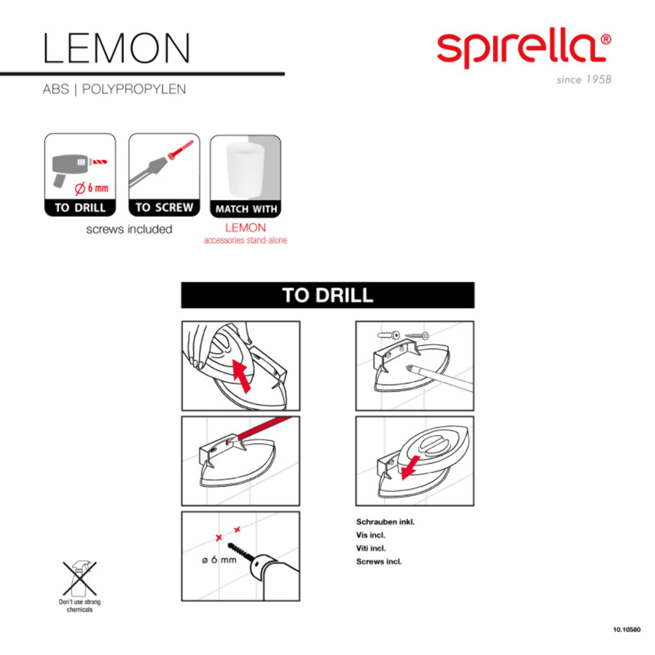 Spirella Porte savon à  fixer ABS & PP LEMON Blanc