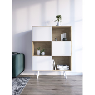 Estantería librería Nordic melamina roble claro-blanco 131x100x30 cm