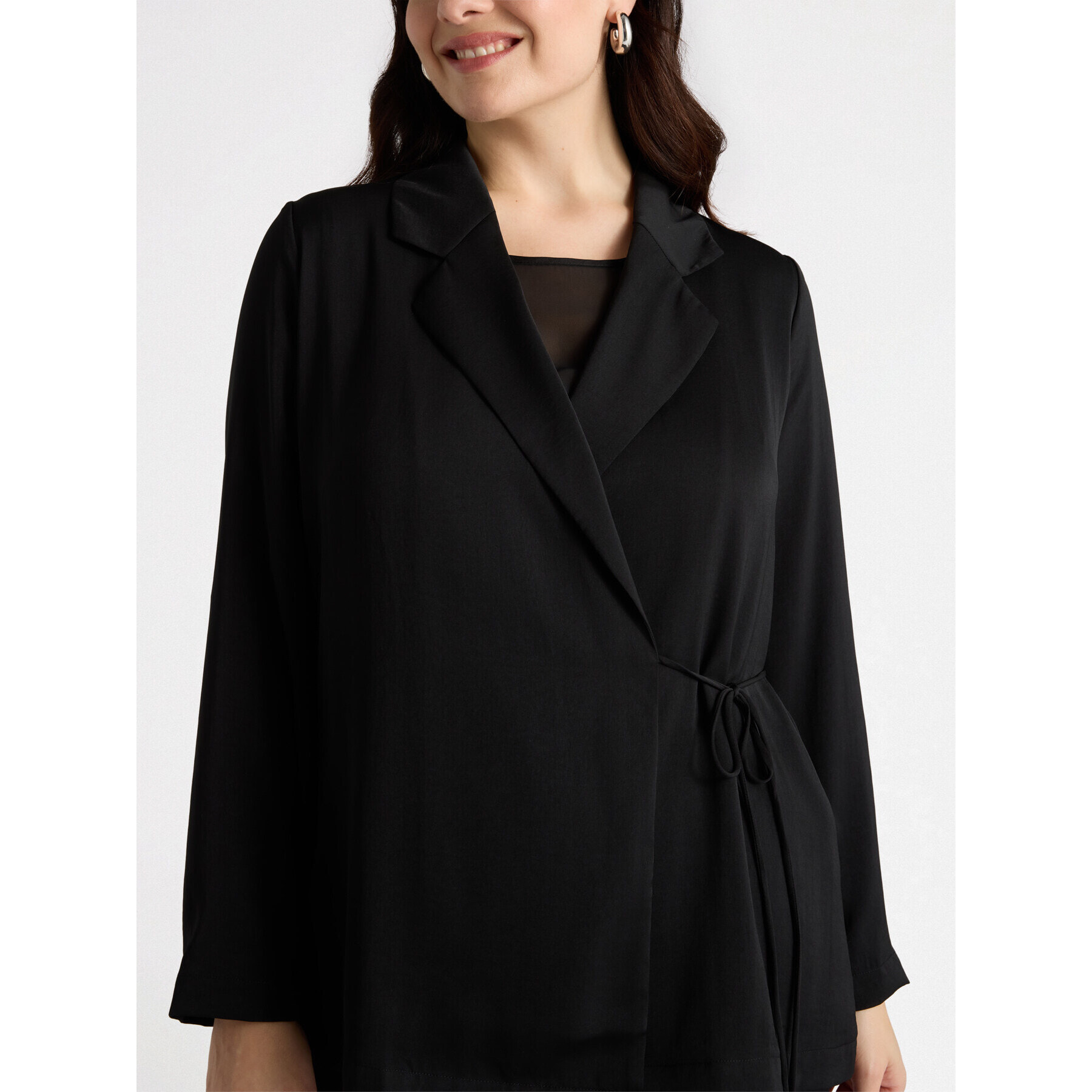 Fiorella Rubino - Blazer leggero in raso - Nero