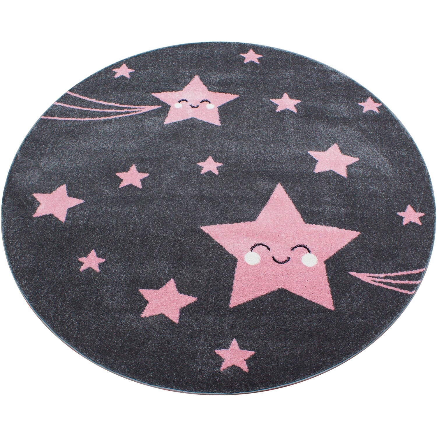 KIDS - Tapis enfant rond à motif étoile rose - KID0610ROS
