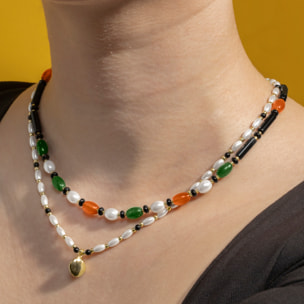 Collar con Perla Blanca acabado oro 18k