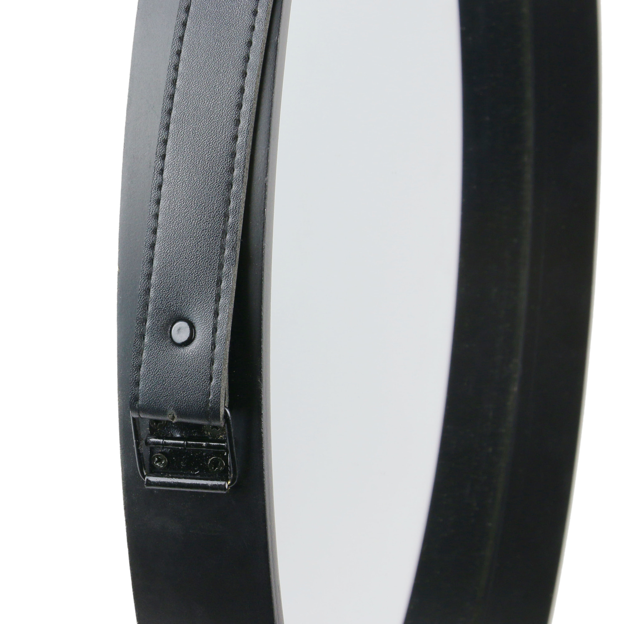 Miroir Rond Avec Anse Pu Noir 50cm