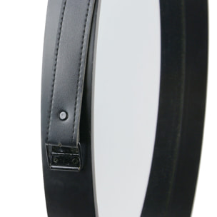 Miroir Rond Avec Anse Pu Noir 50cm