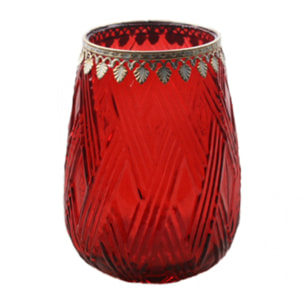 Porta tealight Decoro Metallo - Pezzi 2 - Colore Rosso - 15x20Hx15cm - Bianchi Dino