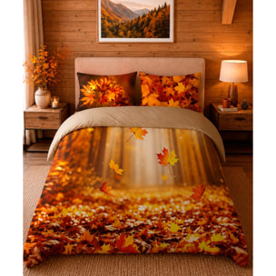 Parure Copripiumino Vibes foliage autunnale 100% cotone
