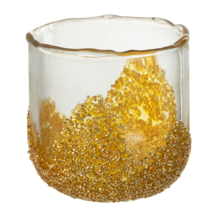 J-Line bougeoir Strass - verre - transparent/or - small