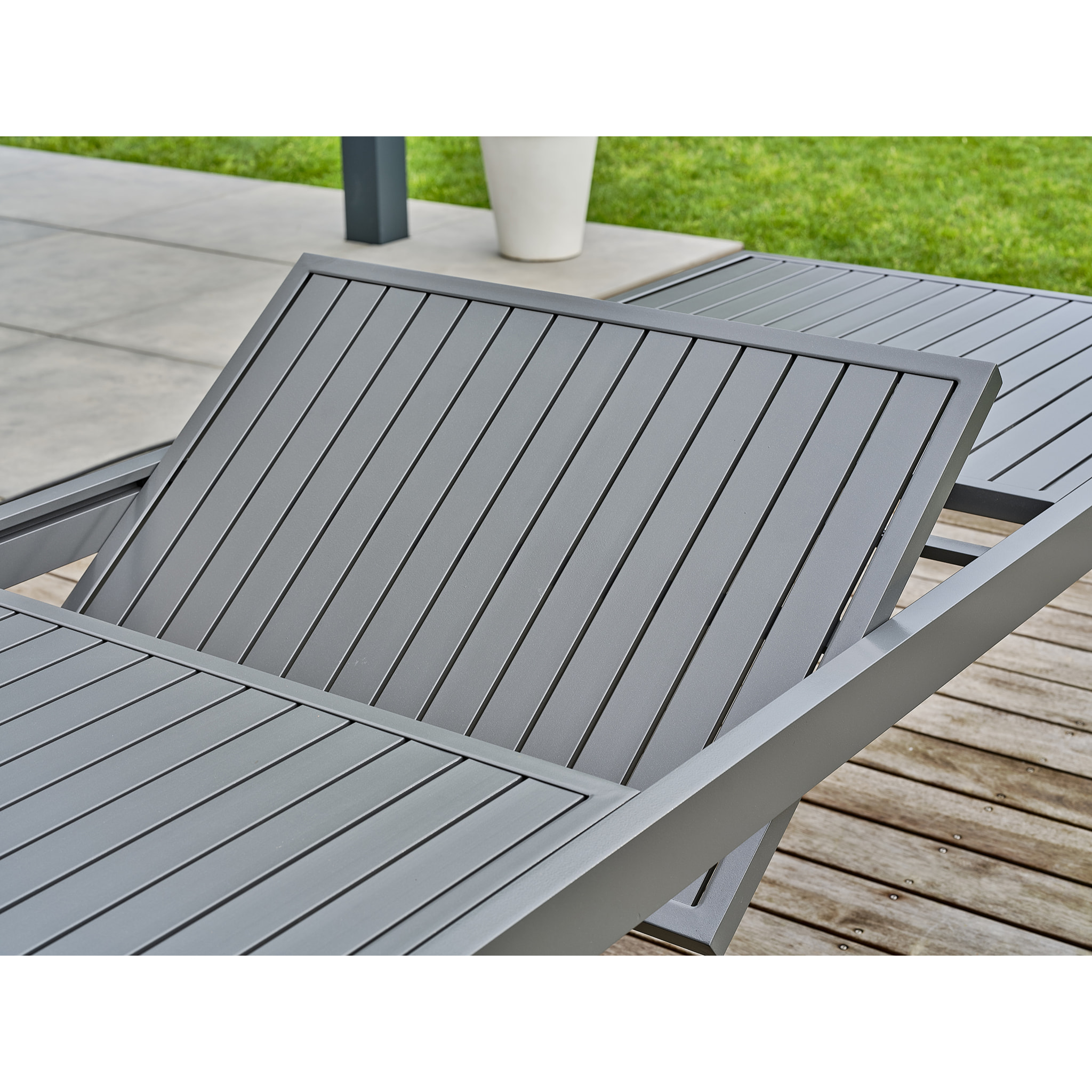 ORSINO - Ensemble repas de jardin 4 places - Gris anthracite