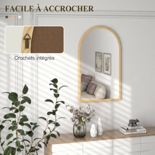 Miroir mural arche bois 110 x 65 cm clair naturel