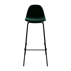 Lot de 2 chaises de bar en velours vert foncé 75 cm - Henrik
