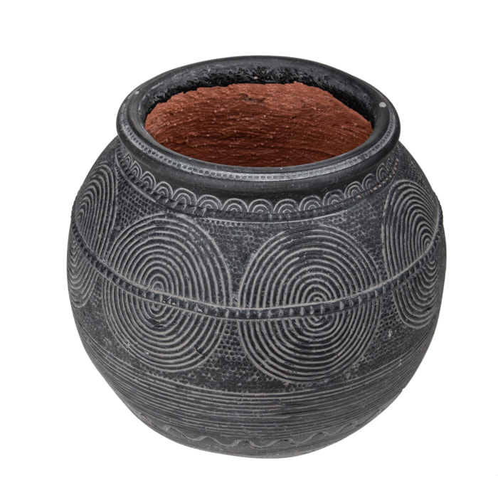 Vaso Bombato 29,5Xh.27,5 Cm - Pezzi 1 - 29,5X27,5X29,5cm - Colore: Nero - Bianchi Dino - Decori Casa E Complementi