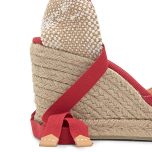 Alpargata de cuña Chiara en algodón orgánico lavado con cierre de cintas