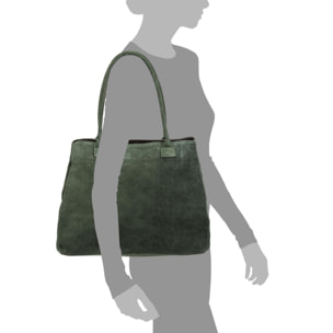 Annagrazia Bolso Shopper Mujer. Piel auténtica Gamuza.