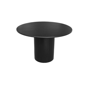 Table à manger ronde bois d'hévéa et placage chêne noir 4 places - Ø 115 x 73 cm - Estelle