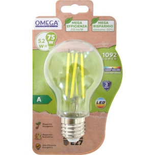 OMEGA Set 3 lampadinefilament goccia 4000k e27
