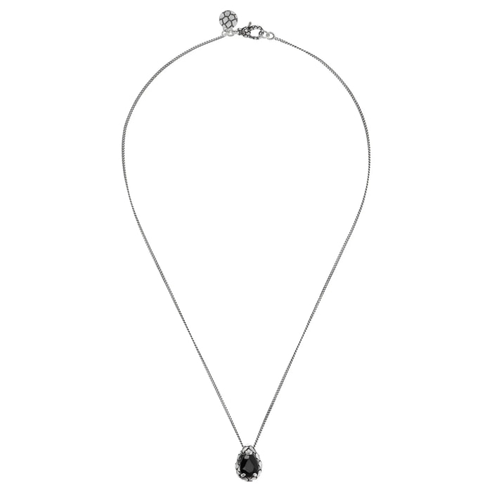 Collana con Catena Ritorta e Pendente a Goccia in Pietra Naturale Spinello Nero