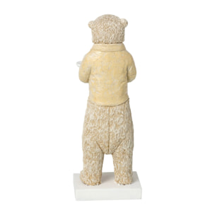 J-Line Ours serveur - polyrésine - beige/blanc cassé - small