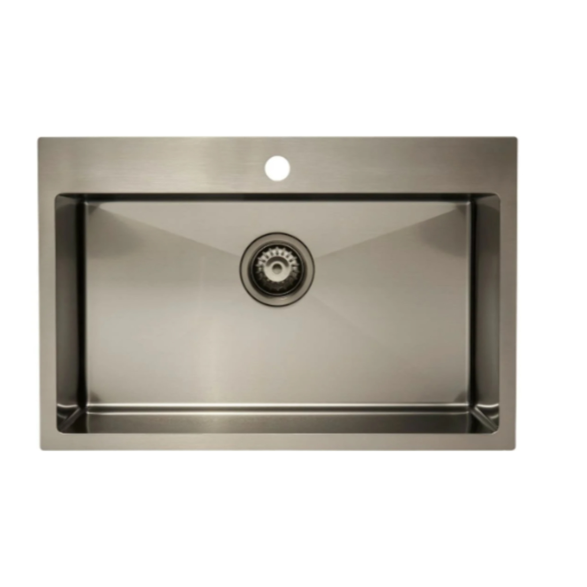 Timeless Évier de cuisine encastrable en inox 304, 68x45x21 cm, 1 bac, Gun Metal brossé PVD