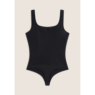 Body scollo quadrato in similpelle lucida