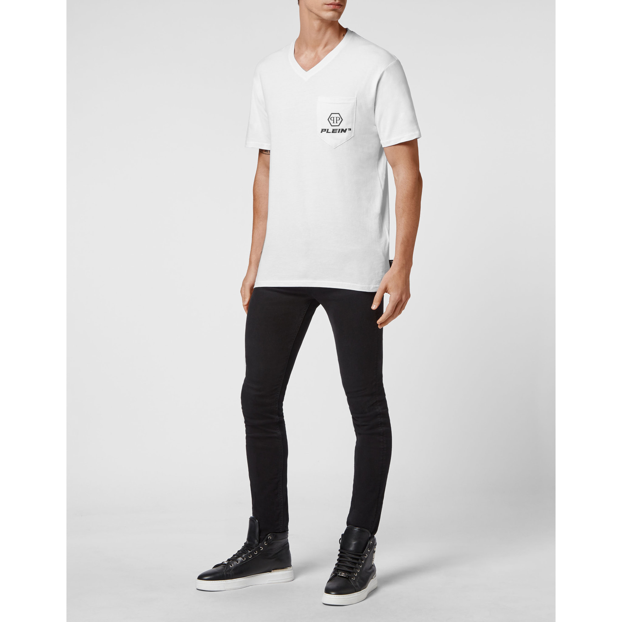 PHILIPP PLEIN Camiseta de cuello de pico y manga corta
