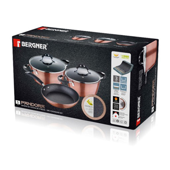 Set 5pc batería de cocina aluminio forjado,Bergner, Pandora