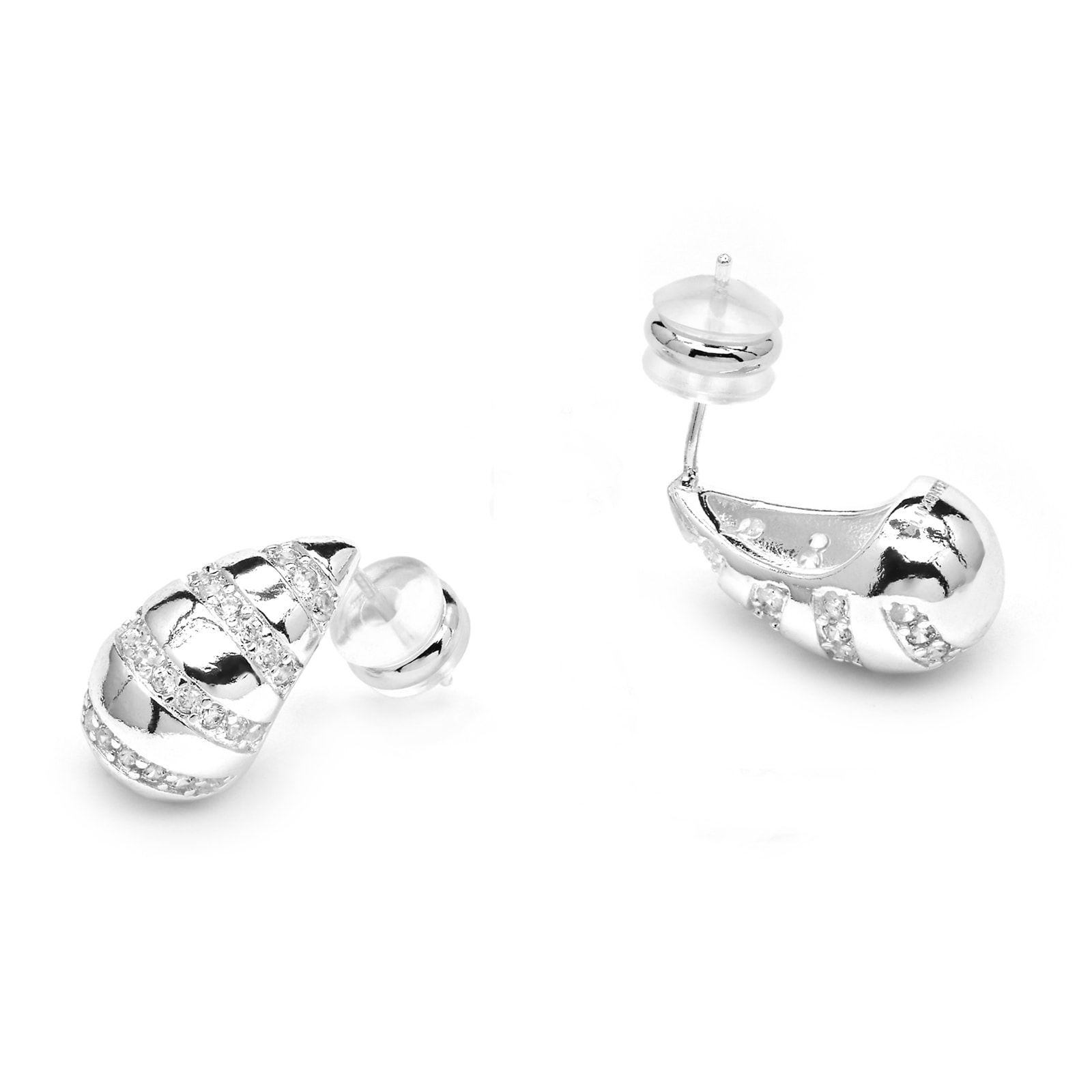 Pendientes acabado plata y Circonita Brillante