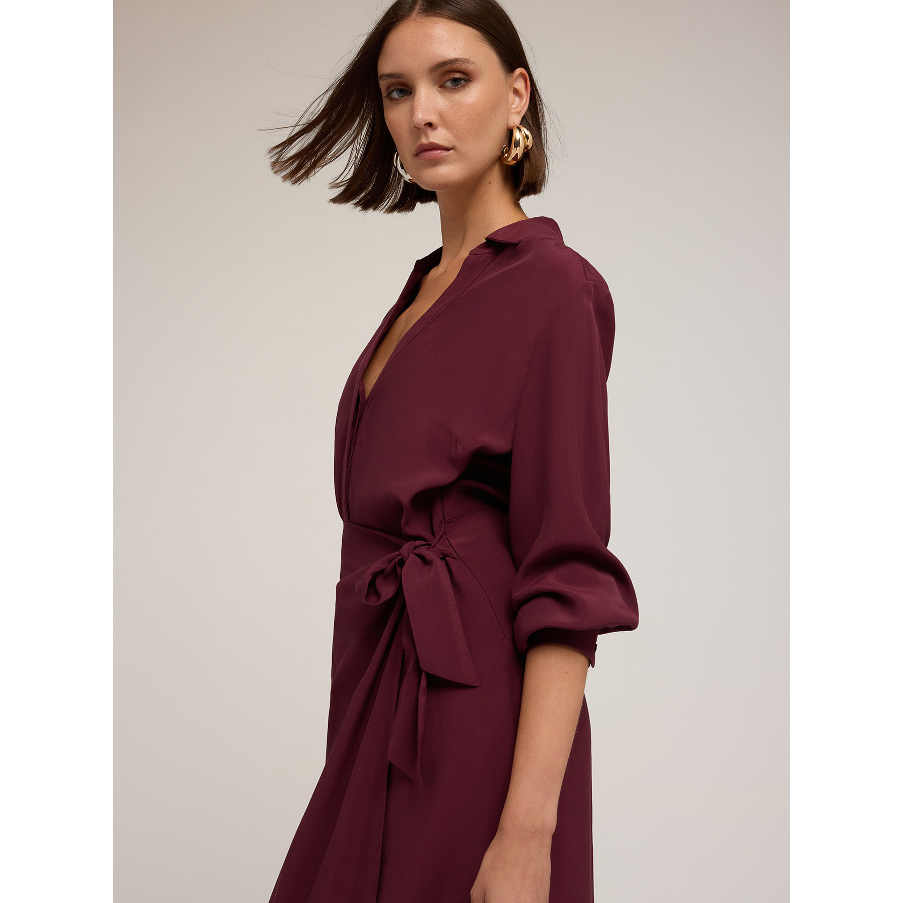 Motivi - Vestido cruzado - Burgundy