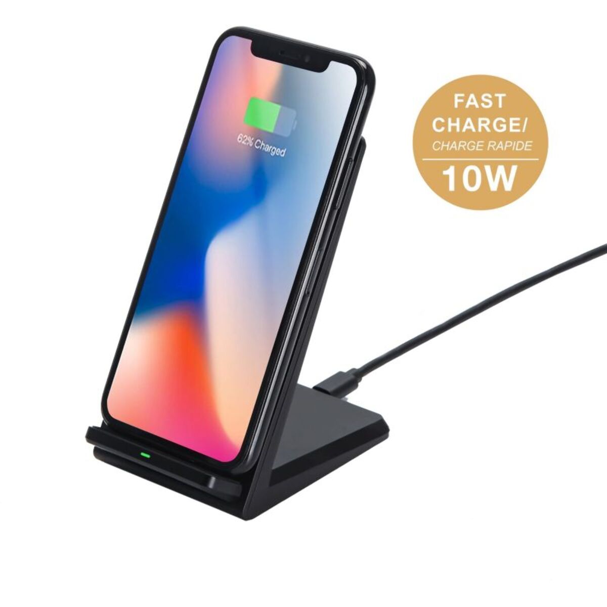 Chargeur induction ESSENTIELB sans fil 10W Noir Stand