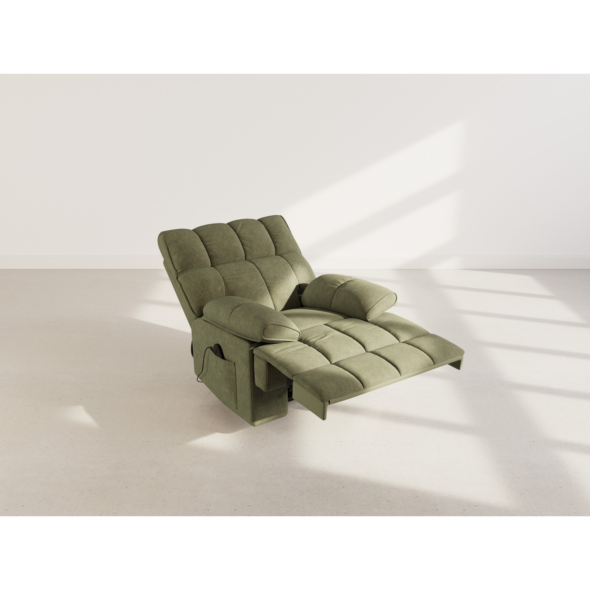 Chandler - Fauteuil relax électrique en velours texturé - Vert