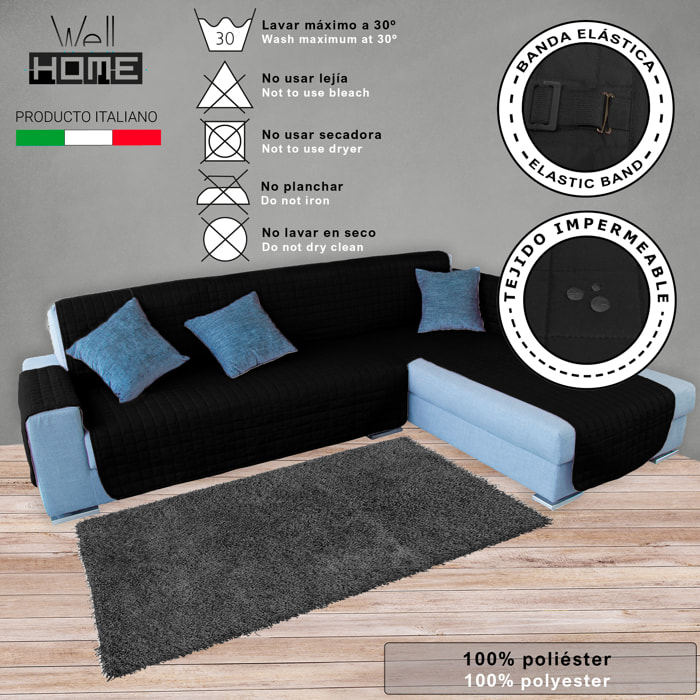 Funda de sofá chaise-longue 4 Plazas ELEGANT REVERSIBLE- ADAPTABLE A AMBOS LADOS Negro