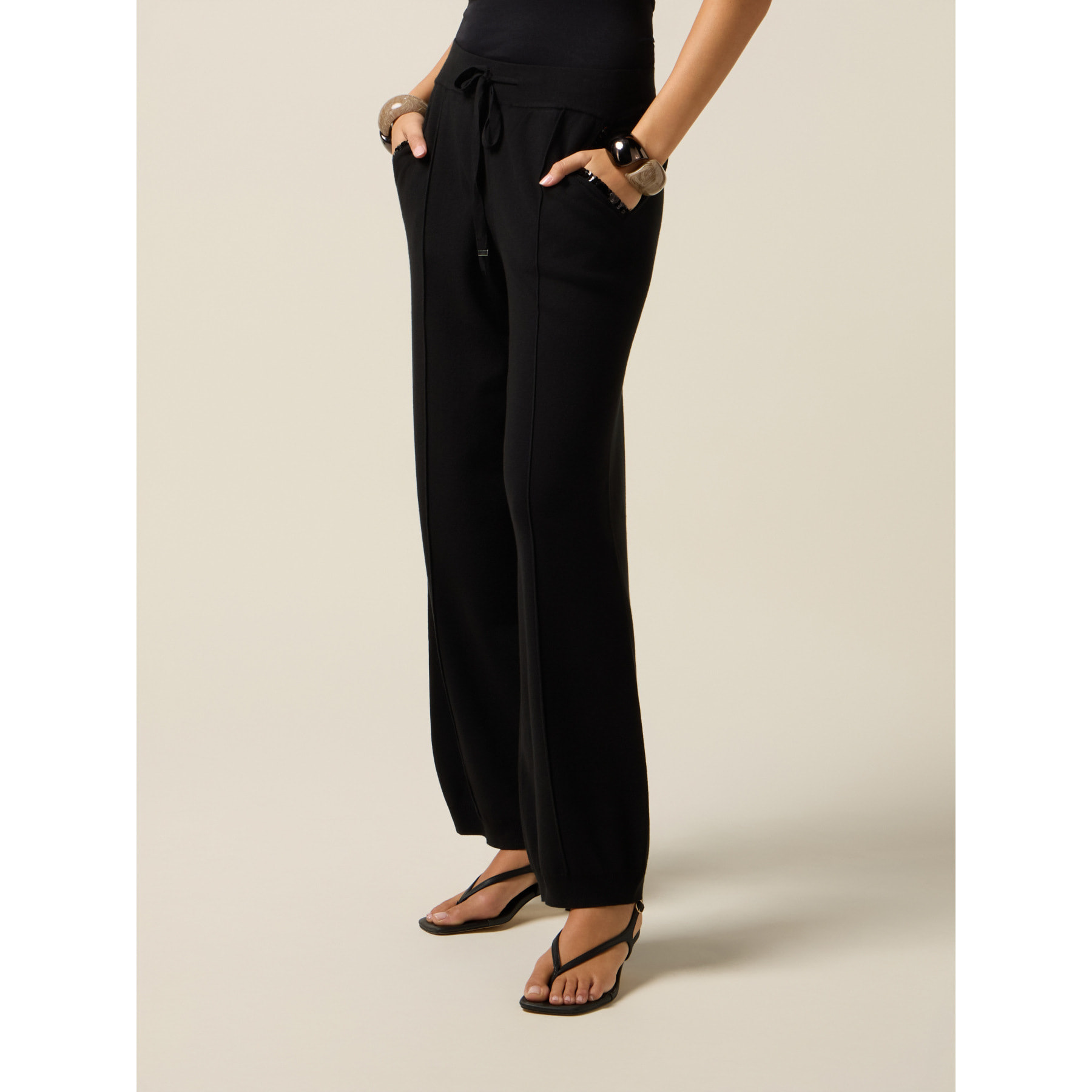 Oltre - Pantaloni joggers in maglia - Nero