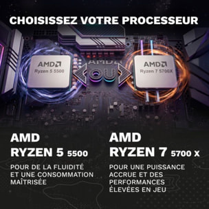 PC Gamer SKILLKORP SK08 - AMD Ryzen 5 5500 - NVIDIA GeForce RTX 5060 - 32 Go RAM DDR4 - SSD 512 Go