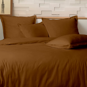 Parure housse de couette unie 100% percale de coton - mura - ocre