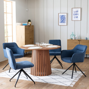 Table à manger ronde 110cm en bois foncé LIV