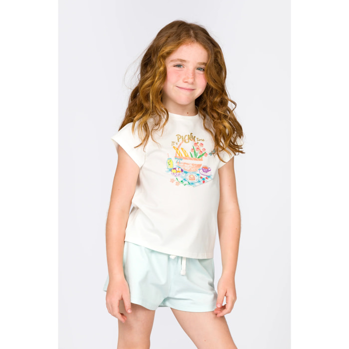 T-shirt Bambina Ecrù