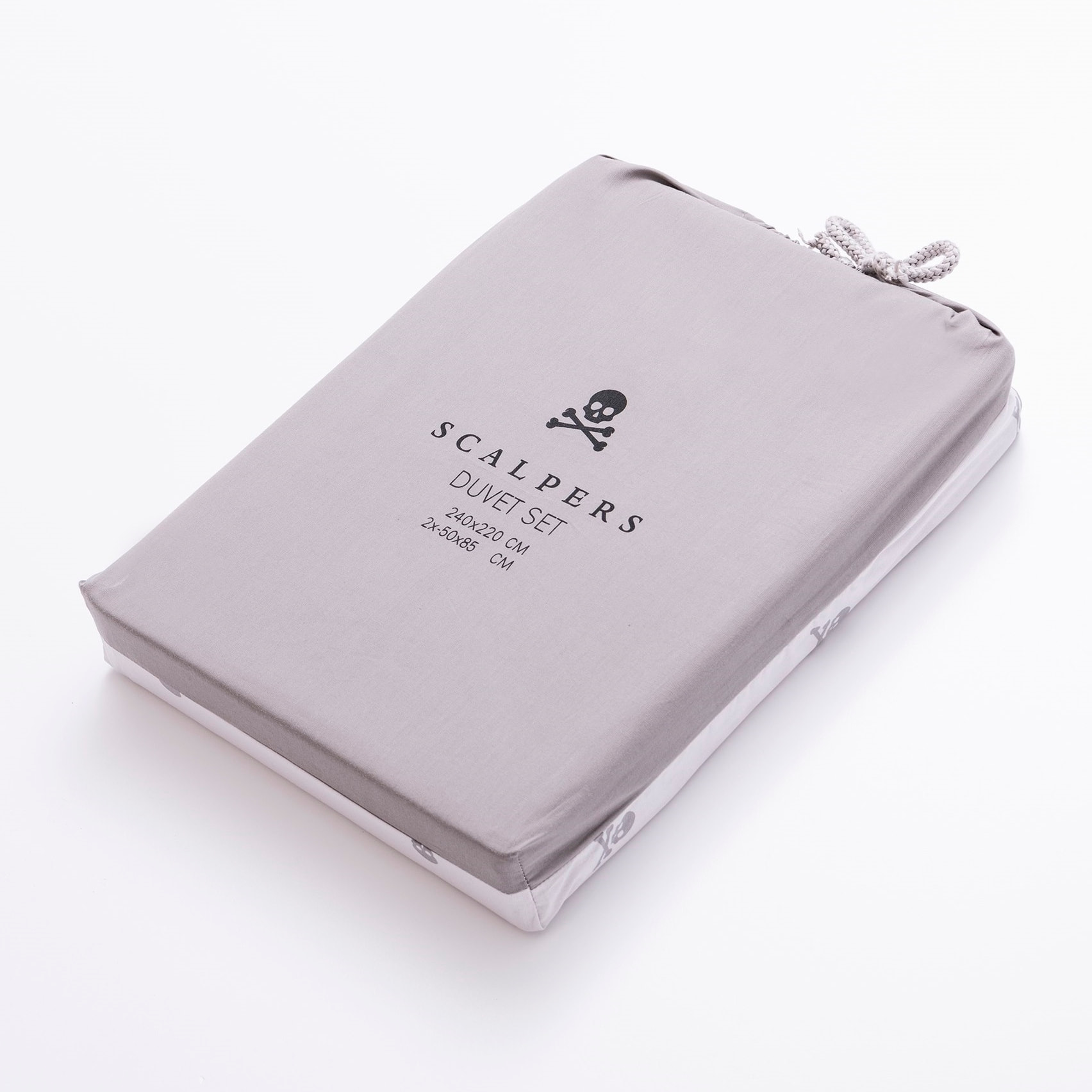 Set cama funda nórdicay 2 fundas almohada, 100% algodón, gris oscuro & gris claro calaveras scalpers home