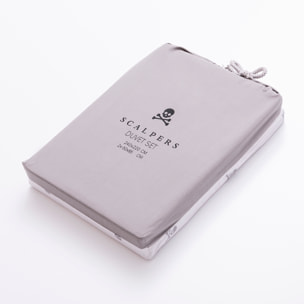 Set cama funda nórdicay 2 fundas almohada, 100% algodón, gris oscuro & gris claro calaveras scalpers home