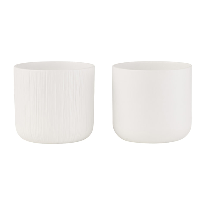J-Line cache-pot Gen - céramique - blanc - small - 2 pièces - Ø 13.5 cm