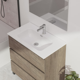 Conjunto de baño Wink | 80 cm Nebraska | Tres cajones | Lavabo encastrado | No incluye espejo | Mueble montado | Alday