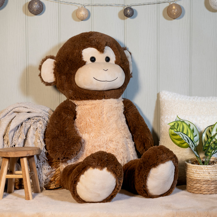 Peluche Singe - JEUX 2 MOMES - Doux - Imposant - Marron et Beige