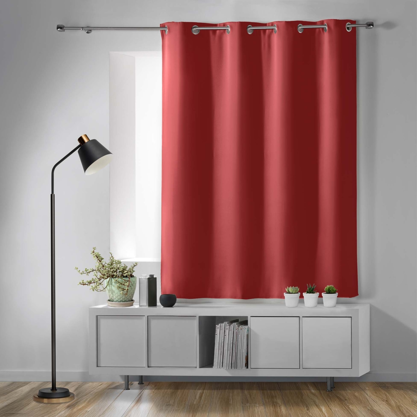 Rideau court obscurcissant 90 % adapté radiateur - Rouge