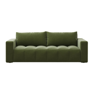 MIDLAND Canapé convertible 3 places avec coffre en bouclette vert