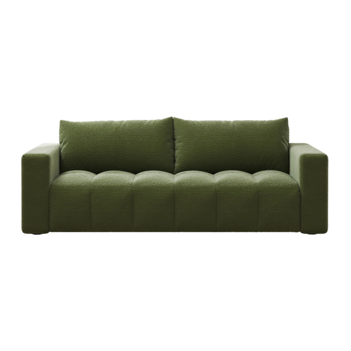 MIDLAND Canapé convertible 3 places avec coffre en bouclette vert